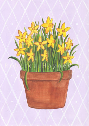 March Birth Flower Pot - Print
