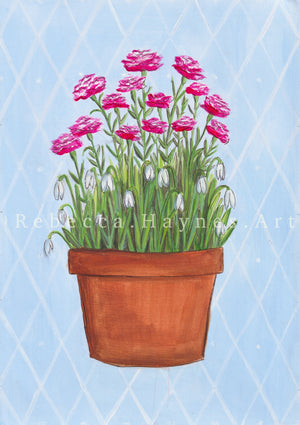 January Birth Flower Pot - Print