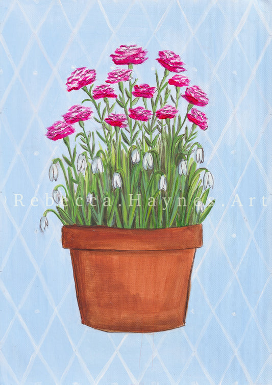 January Birth Flower Pot - Print