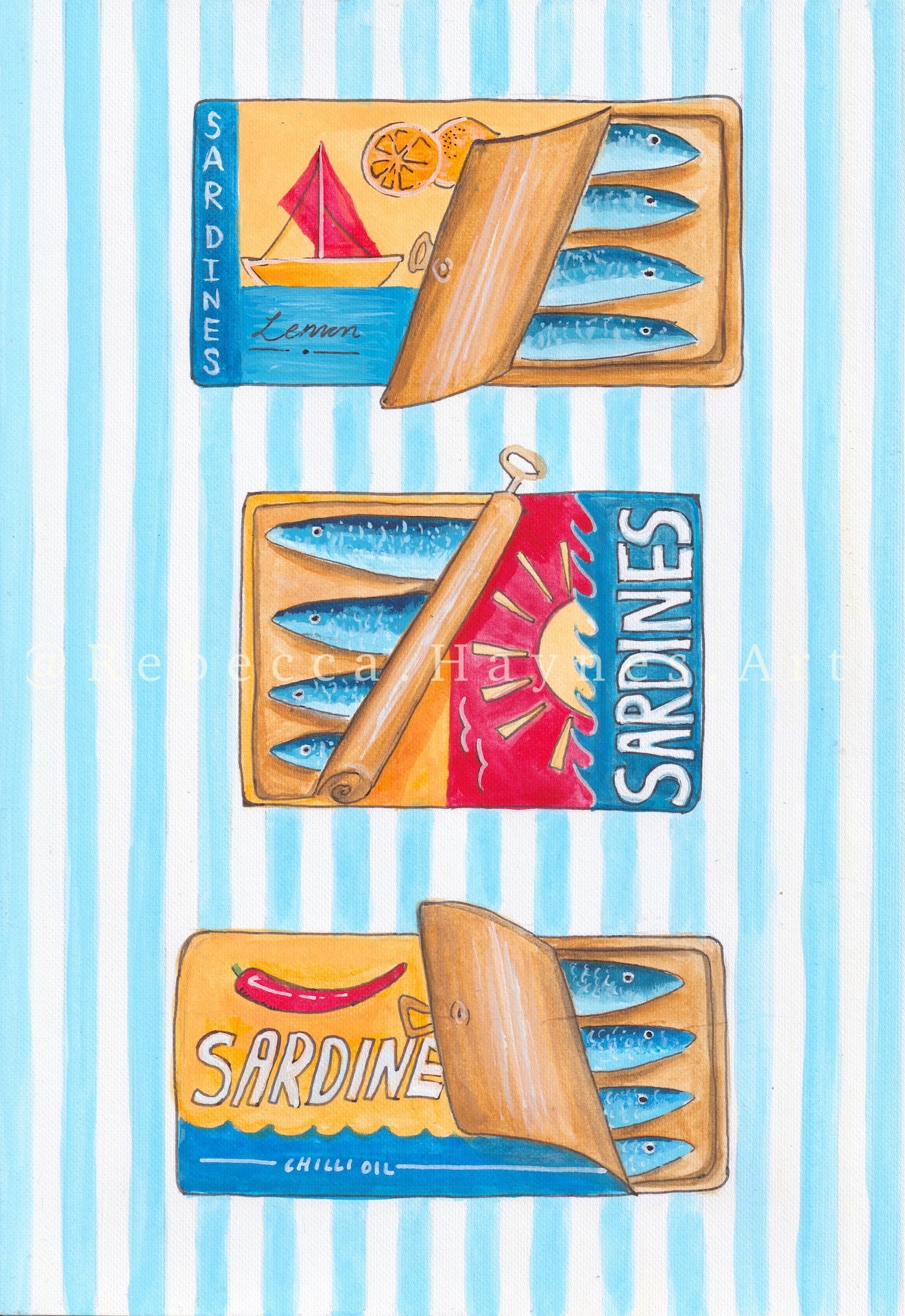 Sardines - Striped Background  (Print)