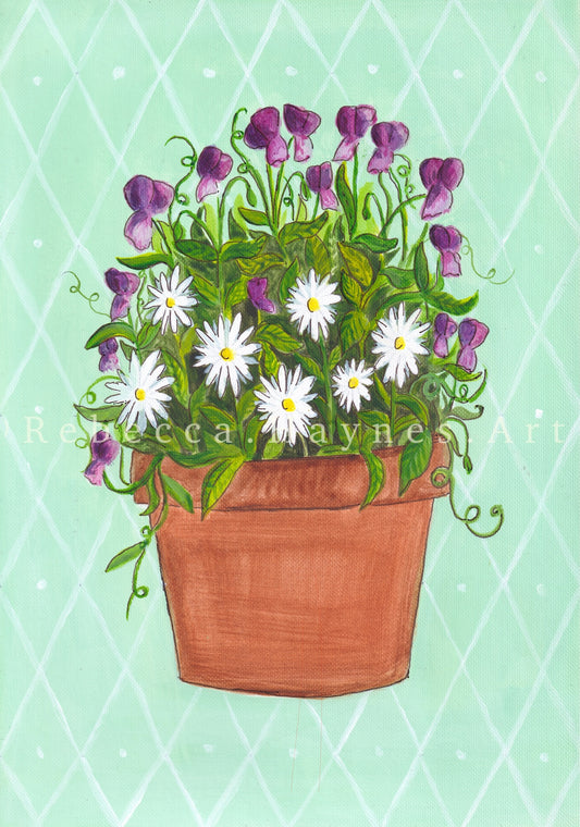 April Birth Flower Pot - Print