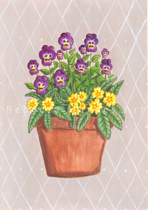 February Birth Flower Pot - Print